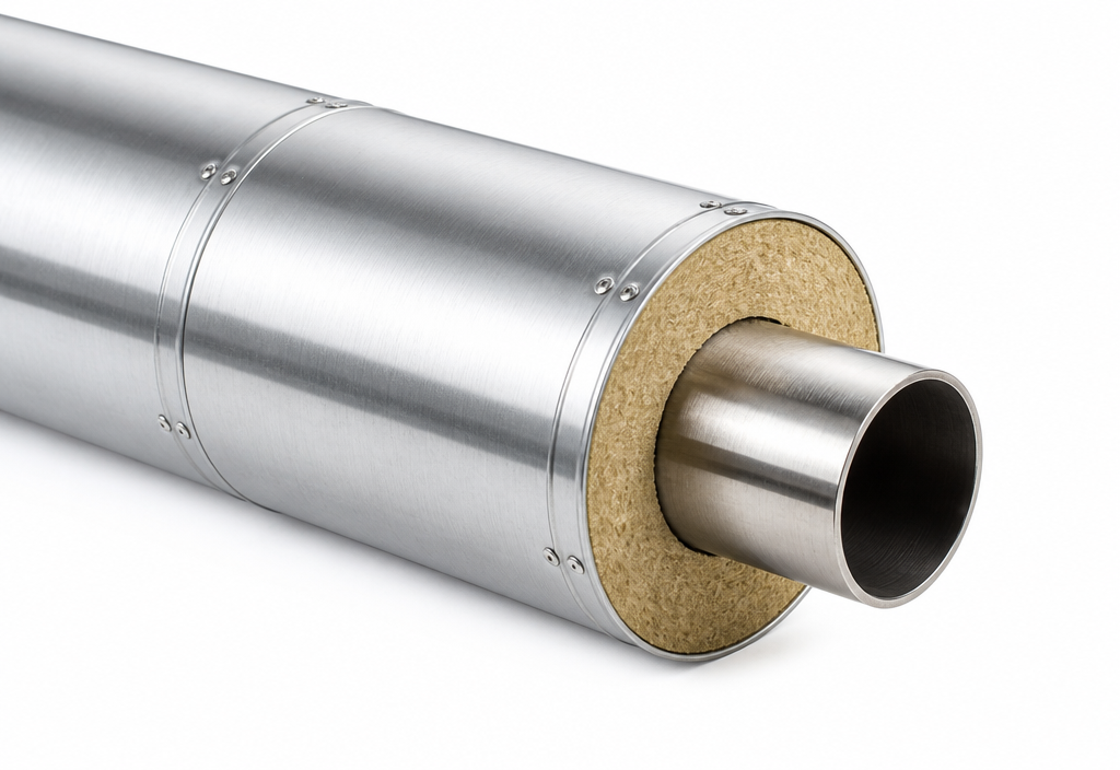Tuyauterie calorifugée avec habillage en tôle aluminium